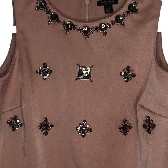 Nwt Blush Satin Rhinestone Beaded Shift Casual Dress - Picture 12 of 16